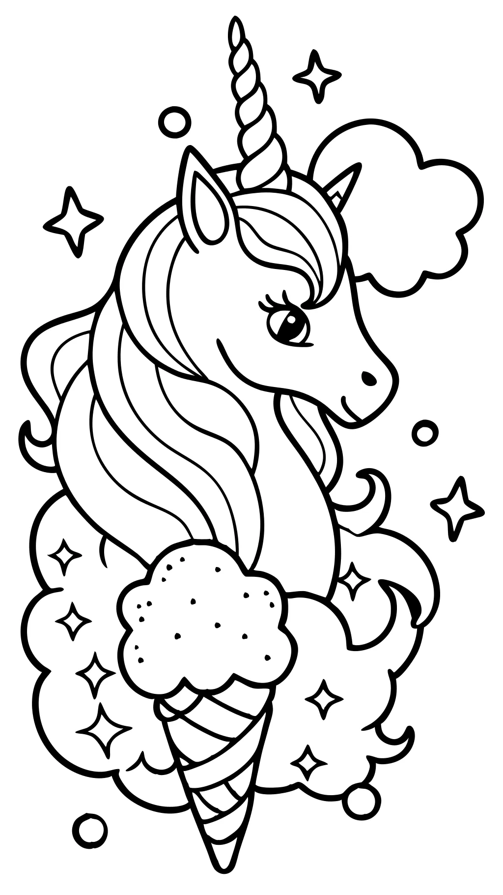 unicorn ice cream coloring page